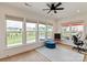 Sunroom with backyard views, ceiling fan and space to work or play at 1381 Regions Blvd, Fort Mill, SC 29707