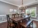 Beautiful dining room with hardwood floors, stylish lighting, and a rustic wooden table at 2301 Keara Way, Charlotte, NC 28270