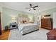 Inviting bedroom with a soft rug, patterned headboard, and matching side tables at 2329 Club Rd, Charlotte, NC 28205
