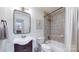 Cozy bathroom featuring single vanity and shower-tub with tile surround at 2715 Selwyn Ave # 36, Charlotte, NC 28209