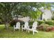 Charming front yard featuring three Adirondack chairs and well-maintained landscaping at 2906 Chapman Cir, Rock Hill, SC 29732
