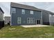 Rear exterior shows siding, sliding glass door to the patio, windows, and fenced yard at 3022 Burnello Ct, Iron Station, NC 28080