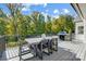 View of the back deck with dining table and grill, perfect for outdoor entertaining at 4116 Spring Cove Way, Belmont, NC 28012