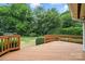 Spacious wooden back deck perfect for entertaining with a view of the lush backyard at 4220 Castlewood Rd, Charlotte, NC 28209