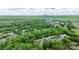 Aerial view of the home shows the cityscape in the distance beyond a lush tree canopy at 459 Presidents Ct, Charlotte, NC 28217
