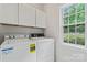Efficient laundry room with modern washer, dryer, and ample cabinet space at 4619 Glasgow Ct, Gastonia, NC 28056