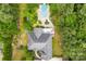 Aerial view of a large, gray roofed house with a swimming pool in a lush, green backyard at 5418 Commodore Pl, Clover, SC 29710