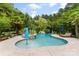 Dive into luxury with a gorgeous pool and spa surrounded by lush landscaping at 5418 Commodore Pl, Clover, SC 29710
