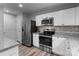 Modern kitchen with stainless steel appliances, granite countertops, and white cabinets at 703 Pointe Andrews Dr, Concord, NC 28025