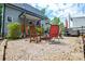 Backyard with gravel patio, fire pit, and seating area at 8024 Eagle St, Mount Pleasant, NC 28124