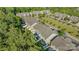 Aerial view of townhomes showcasing a well-maintained neighborhood with lush landscaping at 8031 Scarlet Oak Ter, Indian Land, SC 29707