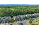 Aerial view of townhomes showcasing a well-maintained neighborhood with pond at 8031 Scarlet Oak Ter, Indian Land, SC 29707