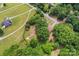 Aerial view of a property surrounded by lush greenery, with a long driveway at 804 Gw Broome Rd, Monroe, NC 28112