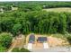 Aerial view of two newly constructed homes surrounded by mature trees in a wooded area at 894 Oval St, Kannapolis, NC 28081