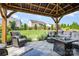 Cozy covered patio with stylish seating and a modern fire pit, ideal for outdoor entertaining at 1244 Tranquil Falls Ln, Matthews, NC 28104