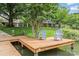 Inviting lakeside wooden dock featuring two chairs, perfect for relaxing and enjoying waterfront views at 147 Bluewing Ln # 274, Mooresville, NC 28117