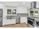 Modern white kitchen boasting stainless appliances, granite countertops and stylish backsplash at 1501 E Church St, Cherryville, NC 28021