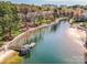 Beautiful aerial view of lakefront condos and private dock, providing an amazing waterfront lifestyle at 19901 Henderson Rd # M, Cornelius, NC 28031