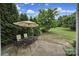 Backyard patio with table under an umbrella and green lawn at 2017 White Cedar Ln, Waxhaw, NC 28173