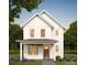 Charming two-story home featuring a welcoming front porch, white siding and black roof at 318 Sixth St, Belmont, NC 28012