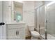 Modern bathroom with glass shower enclosure, vanity, and tile flooring at 3229 Bozeman Ct # 13, Stanley, NC 28164