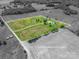 Aerial view with lot lines showing house and pool on sprawling property, offering privacy and space at 5873 Alexis Ln, Vale, NC 28168