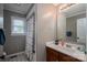 Cozy bathroom with a shower/tub combo and a classic vanity at 5873 Alexis Ln, Vale, NC 28168