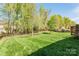 Spacious backyard with lush green grass and a wood fence at 10008 King George Ln, Waxhaw, NC 28173