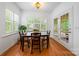 Bright dining room with hardwood floors, white trim, and a window overlooking a lush yard at 10434 Blackstock Rd, Huntersville, NC 28078