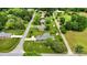 Expansive aerial view shows the home, lawn, mature trees and surrounding neighborhood at 301 Museum Rd, Statesville, NC 28625