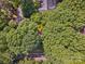 Aerial view of property amidst dense trees, showcasing privacy and natural surroundings at 46 Timberidge Dr, Lake Wylie, SC 29710