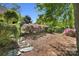 Landscaped backyard enclosed by a black fence with flowering shrubs providing a tranquil outdoor space at 4738 Truscott Rd, Charlotte, NC 28226