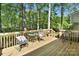 Inviting wooden deck featuring comfortable seating and views of the lush, wooded surroundings at 4738 Truscott Rd, Charlotte, NC 28226