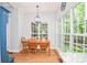 Sunny dining area featuring hardwood floors and wooded views at 7328 S Providence Rd, Waxhaw, NC 28173