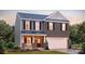 Charming two-story home with a brick facade, covered front porch, and attached two-car garage at 136 Mary Locke Way, Statesville, NC 28677