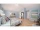 Cozy bedroom with blue walls, two closets, carpet flooring, and modern decor at 136 Mary Locke Way, Statesville, NC 28677