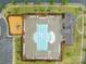 Overhead aerial featuring a community pool, playground, and clubhouse at 15021 Meacham Farm Dr, Huntersville, NC 28078