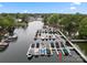 Aerial view of the marina showcasing boat slips available for lease at 19507 Dufour Ct, Cornelius, NC 28031