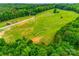 Aerial view of a green pasture with mature trees and horse paddocks at 3091 Old Meeting House Rd, Sharon, SC 29742