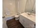 Bathroom featuring a bath/shower combo, a white toilet, and a vanity at 3912 Laurel View Cir, Indian Trail, NC 28079