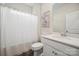 Bathroom with a white shower curtain, white vanity, and neutral flooring at 4015 Havenport Cir, Fort Mill, SC 29708