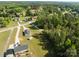 An aerial view shows the neighborhood's trees, spacious yards, and peaceful roads at 975 Mt Moriah Church Rd, China Grove, NC 28023