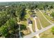 An aerial shot overlooking homes with tree lined and spacious yards in a rural neighborhood at 975 Mt Moriah Church Rd, China Grove, NC 28023