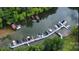 Aerial shot of docks and boat slips with boats at 26056 Neptunes Lndg, Fort Mill, SC 29708