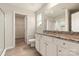 Modern bathroom with white cabinets, granite counters, and a glass-enclosed shower at 3331 Burberry Dr, Gastonia, NC 28052