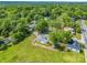 Aerial view of a home showcasing its landscaping and green surroundings at 411 W Sycamore St, Lincolnton, NC 28092