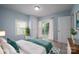 Bright bedroom featuring calming blue walls, natural light, and a cozy design aesthetic at 520 E Maple Ave, Gastonia, NC 28054