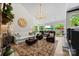 Bright living room with lake views, vaulted ceilings, modern lighting, and comfortable seating at 570 Blue Heron Rd, Salisbury, NC 28146
