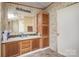 This bathroom has wood cabinets, double sinks, and a large mirror with vanity lighting at 811 Acclaim Dr, York, SC 29745