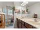 Bright bathroom with double vanity, pendant plants, and fresh decor at 9533 Silverdale Ln, Charlotte, NC 28269